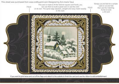 Christmas Village 2 Lace Bracket Wrap Card