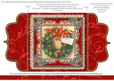 Christmas Wreath Lace Bracket Wrap Card