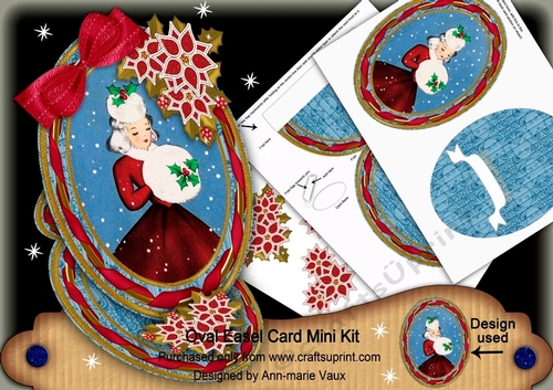 Winter Lady Oval Easel Card Mini Kit