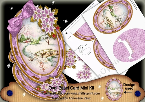 Lilac Snowscene Oval Easel Card Mini Kit