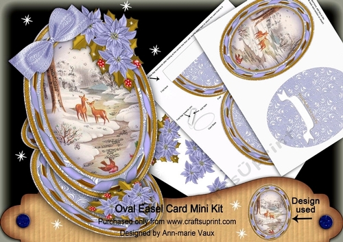 Snow Deer Oval Easel Card Mini Kit