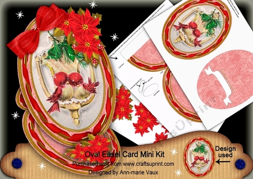 Christmas Lovebirds Oval Easel Card Mini Kit