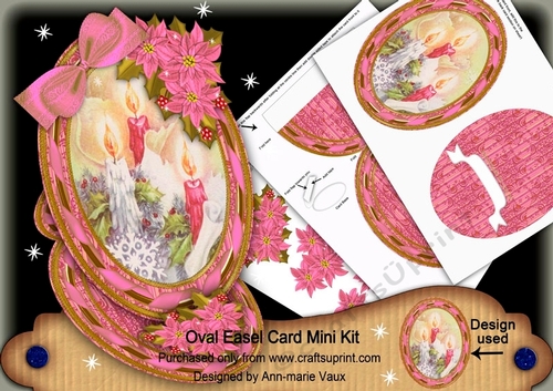 Christmas Candle Trio Pink Oval Easel Card Mini Kit