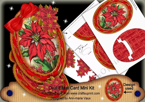 Christmas Single Poinsettia Oval Easel Card Mini Kit