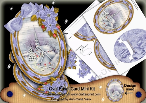 Blue Village Church Oval Easel Card Mini Kit
