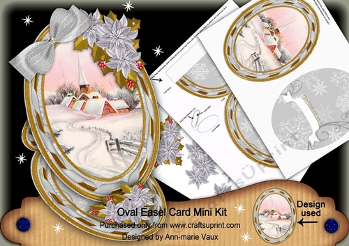 Silver Snow Church Oval Easel Card Mini Kit