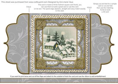 Christmas Village 2a Lace Bracket Wrap Card