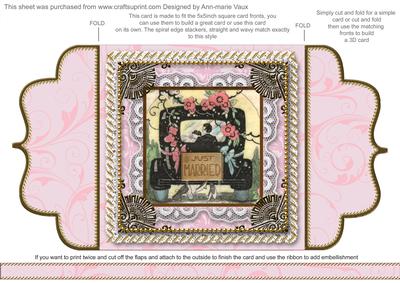 Just Married Car 1 Lace Bracket Wrap Card