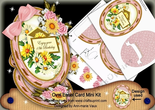 Daisy 18th Birthday Oval Easel Card Mini Kit