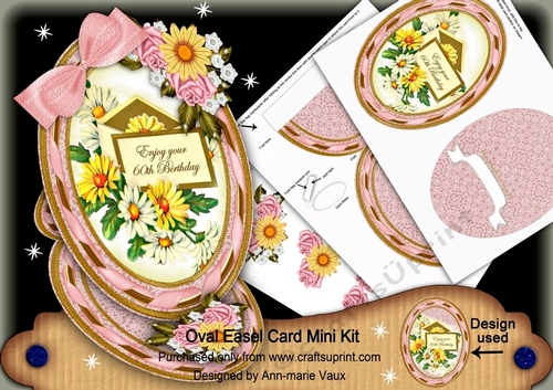 Daisy 60th Birthday Oval Easel Card Mini Kit