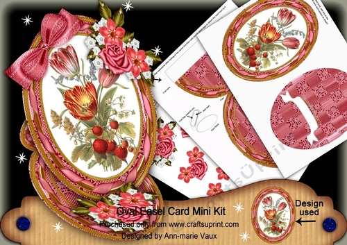 Red Tulips Oval Easel Card Mini Kit