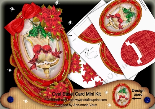 Christmas Lovebirds 2 Oval Easel Card Mini Kit