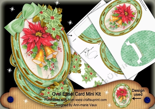 Christmas Poinsettia Bells Oval Easel Card Mini Kit