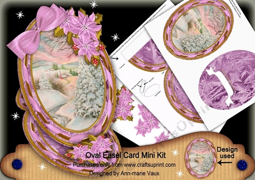 Christmas Snow Scene 2 Oval Easel Card Mini Kit