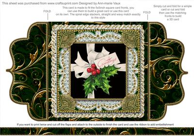 Holly Greetings 2 Lace Bracket Wrap Card
