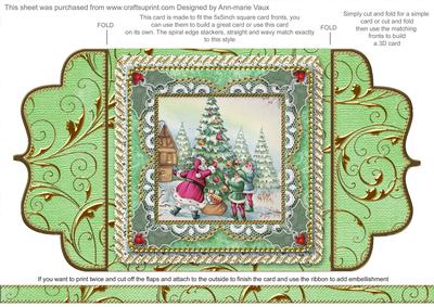 Santa Decorating Tree Lace Bracket Wrap Card