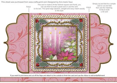 Pink Poinsettia 2 Lace Bracket Wrap Card