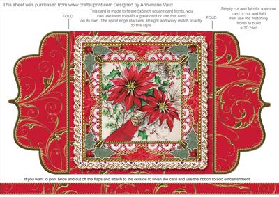 Christmas Red Poinsettias Lace Bracket Wrap Card