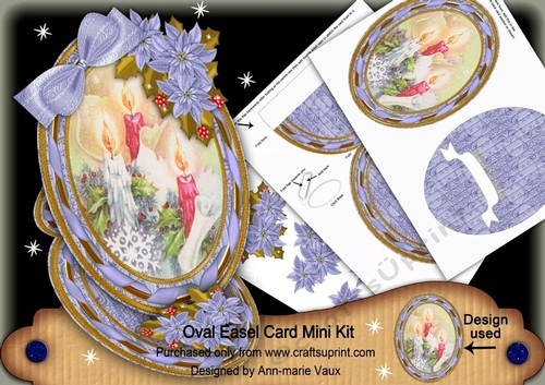 Christmas Blue Candle Trio Oval Easel Card Mini Kit