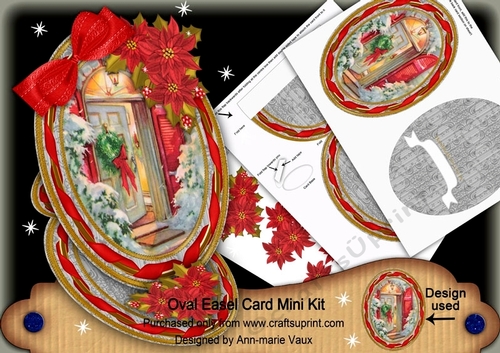 Christmas Red Door Oval Easel Card Mini Kit