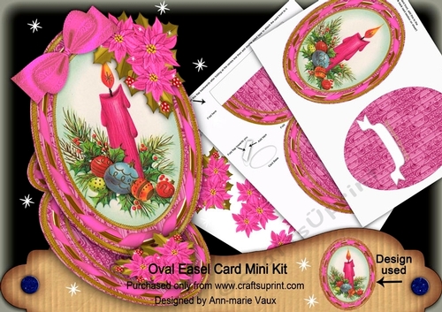 Christmas Pink Candle Oval Easel Card Mini Kit
