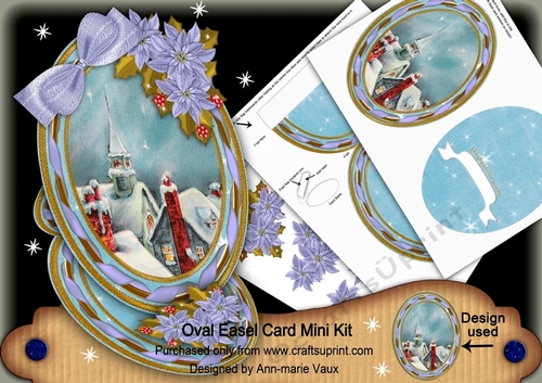 Christmas Rooftops  Oval Easel Card Mini Kit