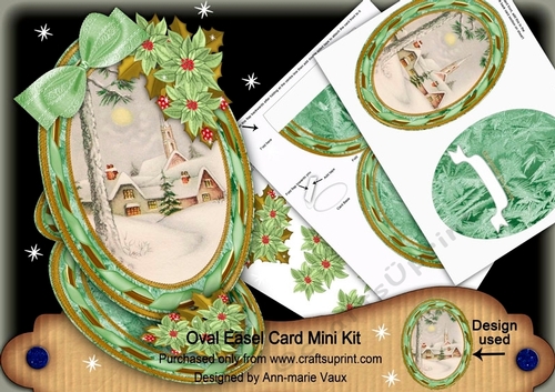 Christmas Winter Pub Oval Easel Card Mini Kit