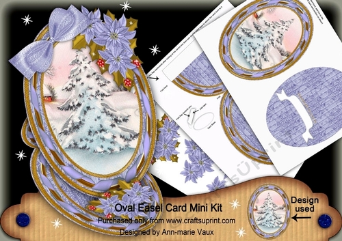 Christmas Blue Snow Tree Oval Easel Card Mini Kit
