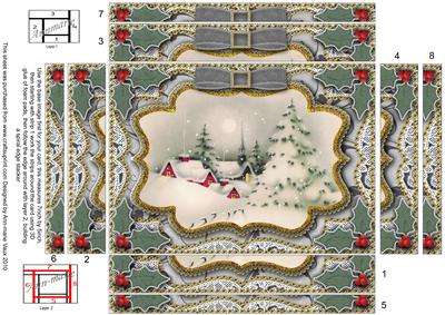 Christmas Snow Scene Spiral Edge Stacker 7x5in Card Front