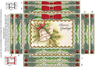 Seasons Greetings Bell Spiral Edge Stacker 7x5in Card Front