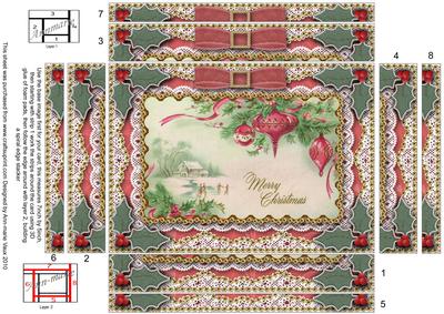 Christmas Pink Baubles Spiral Edge Stacker 7x5in Card Front