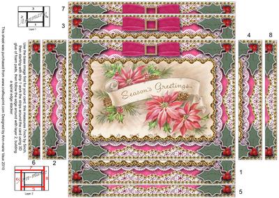 Pink Seasons Greetings Spiral Edge Stacker 7x5in Card Front