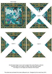 Oriental Blue Lady Vintage Lace Mini 4in Triangle Stacker