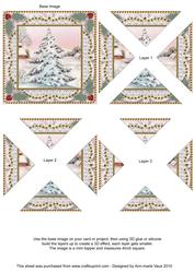 Christmas Snow Tree Vintage Lace Mini 4in Triangle Stacker