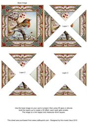 Christmas Robin 1a Vintage Lace Mini 4in Triangle Stacker