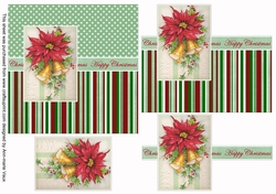 Poinsettia Bells Happy Christmas 6inch Split Decoupage Topper
