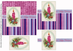 Cerise Candle Happy Christmas 6inch Split Decoupage Topper