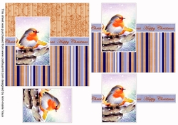 Blue Robin Happy Christmas 6inch Split Decoupage Topper