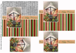 Christmas Lantern Happy Christmas 6inch Split Decoupage Topper