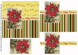 Poinsettia Happy Christmas 6inch Split Decoupage Topper