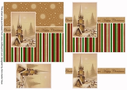 Snow Steeple Happy Christmas 6inch Split Decoupage Topper