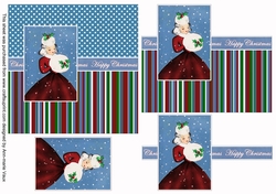 Winter Lady Happy Christmas 6inch Split Decoupage Topper