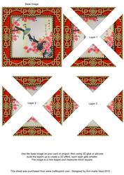 Oriental Colourful Birds Lace Mini 4in Triangle Stacker