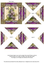 Purple Pansies Vintage Lace Mini 4in Triangle Stacker