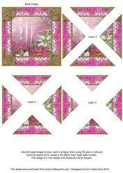 Pink Poinsettias 2 Vintage Lace Mini 4in Triangle Stacker