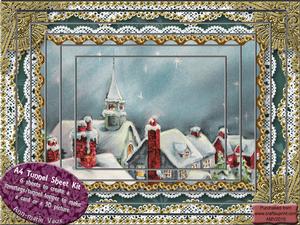 Christmas Rooftops Lace Tunnel Card Topper A4 Kit