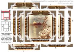 Vintage Oriental Lily Spiral Edge Stacker Card Front