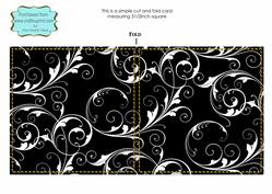 Black Rose Bouquet White Swirl Blank Card