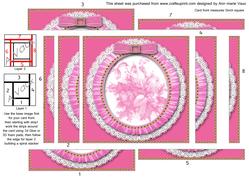 Cerise Pink Rose Bouquet Spiral Edge Stacker Card Front