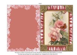 Pink Butterfly Rose Ruffles 2 Spiral 7x5inch Folded Card